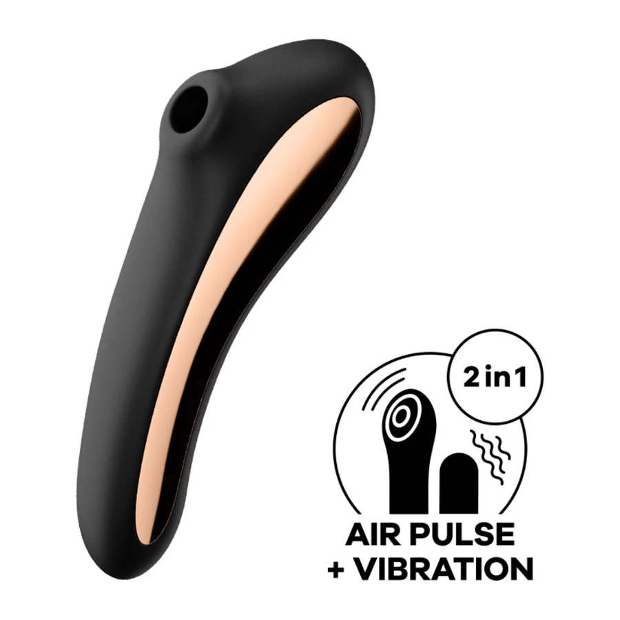 SATISFYER - VIBRADOR DE PULSO DE AR DUAL KISS PRETO